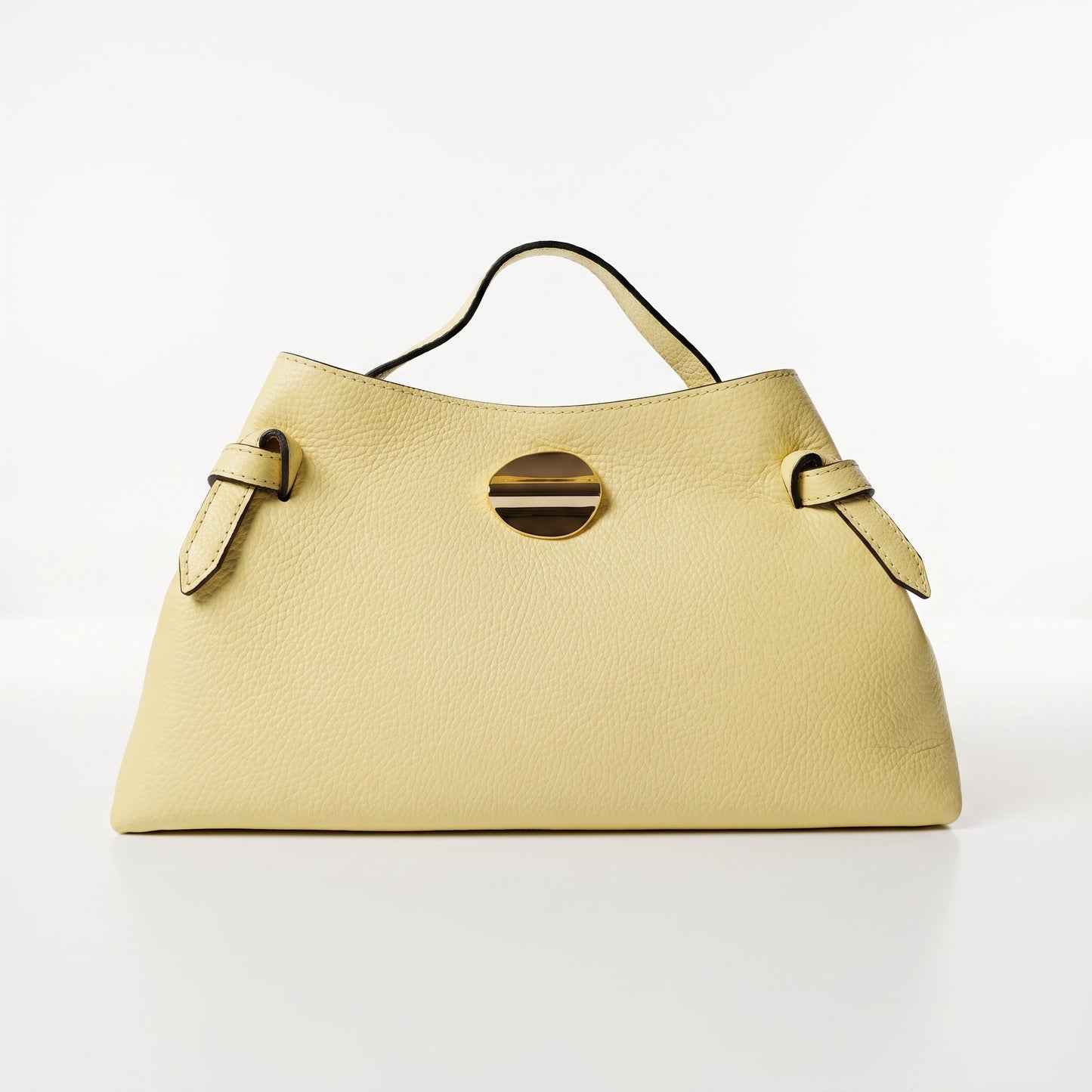 Borsa Livia in Vera Pelle – Disco Oro e Tracolla Regolabile