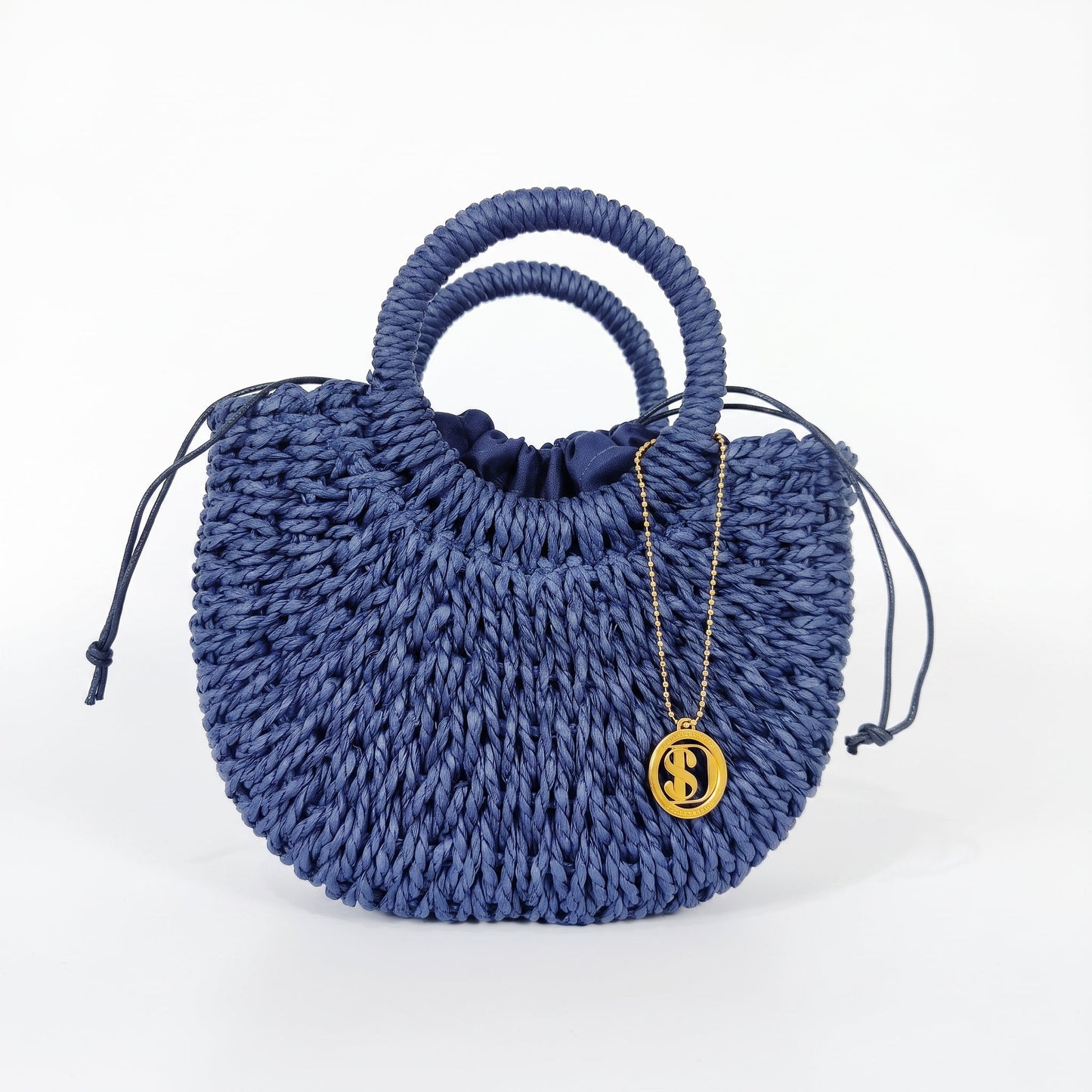Borsa Alessia Semilunare in Rafia con Manici Circolari e Tracolla – Stile Donna