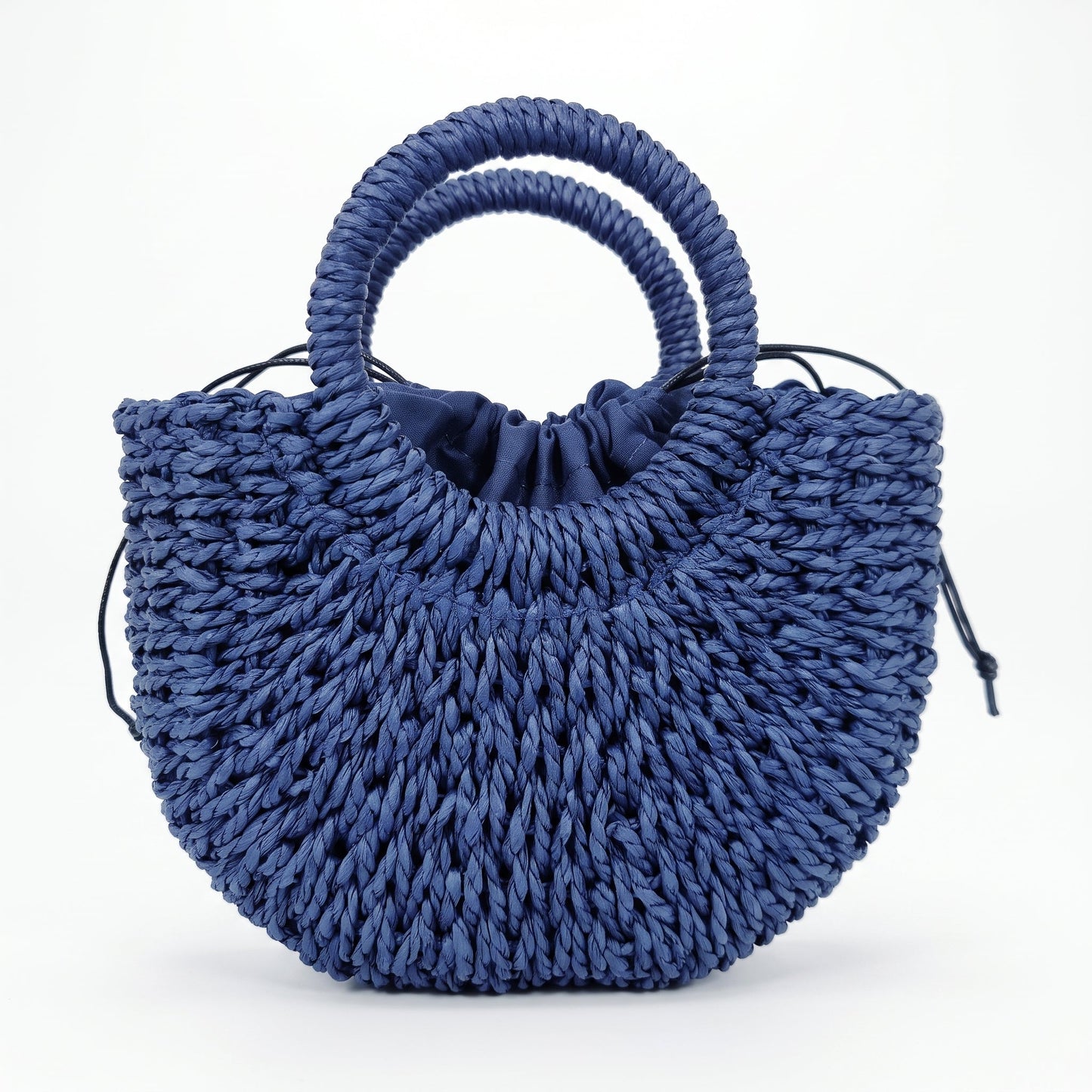 Borsa Alessia Semilunare in Rafia con Manici Circolari e Tracolla – Stile Donna