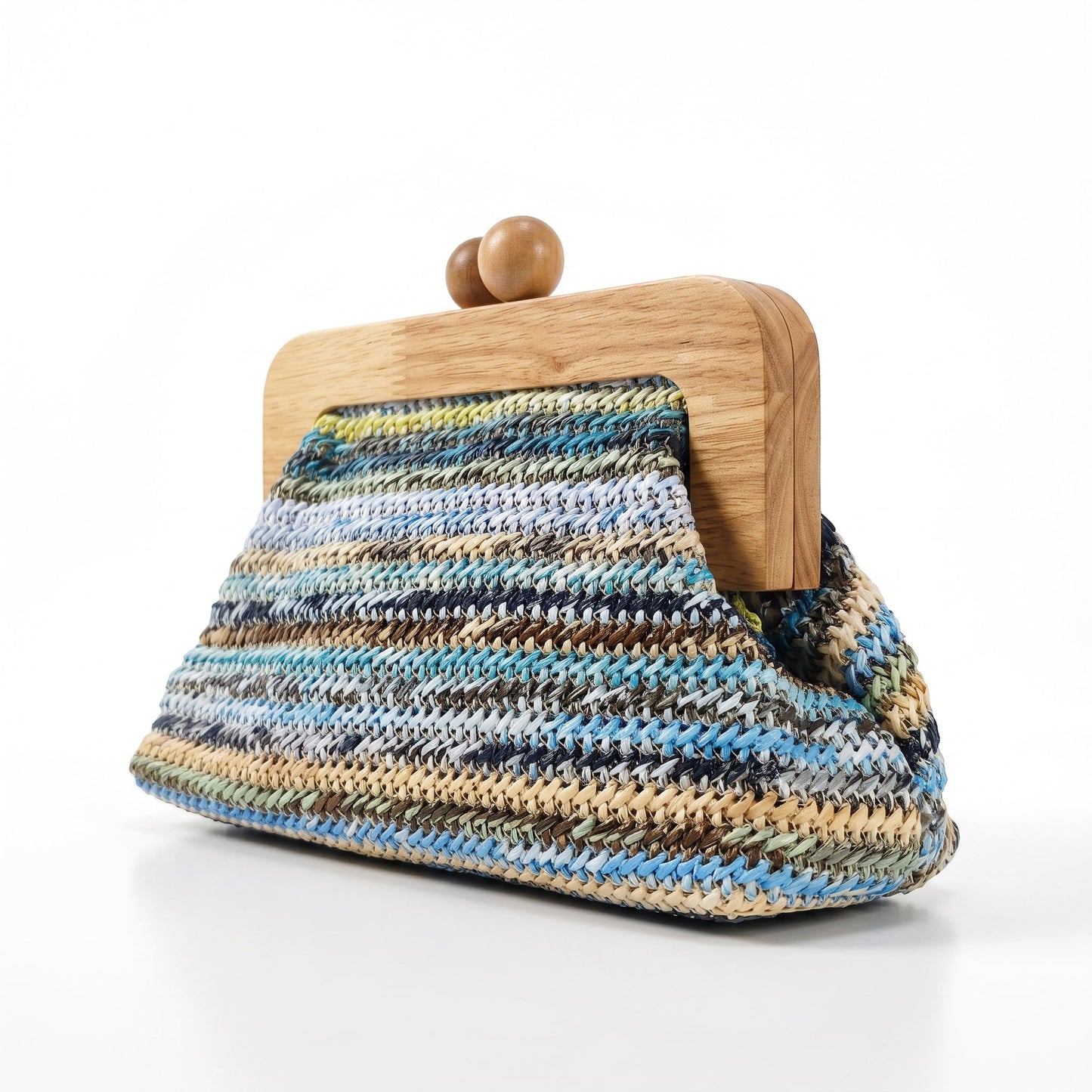 Borsa Caterina a Tracolla in Rafia con Cornice in Legno e Catena Dorata – Stile Donna