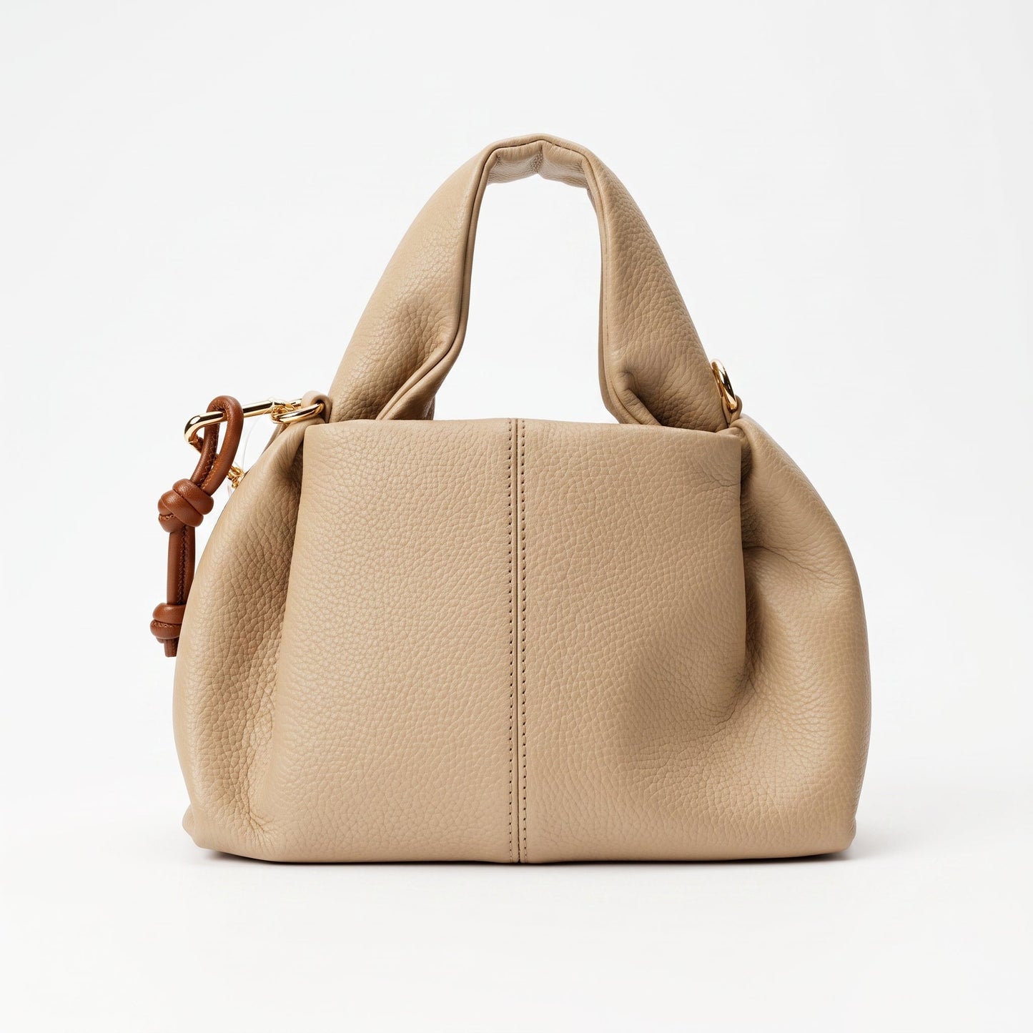 Borsa a Mano Coconuda in Ecopelle Goffrata con Charm Decorativo e Tracolla