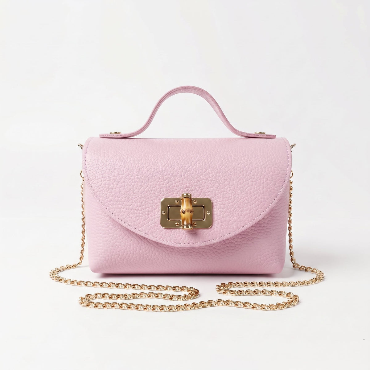 Amina Mini Borsa da Donna in Vera Pelle con Catena Dorata