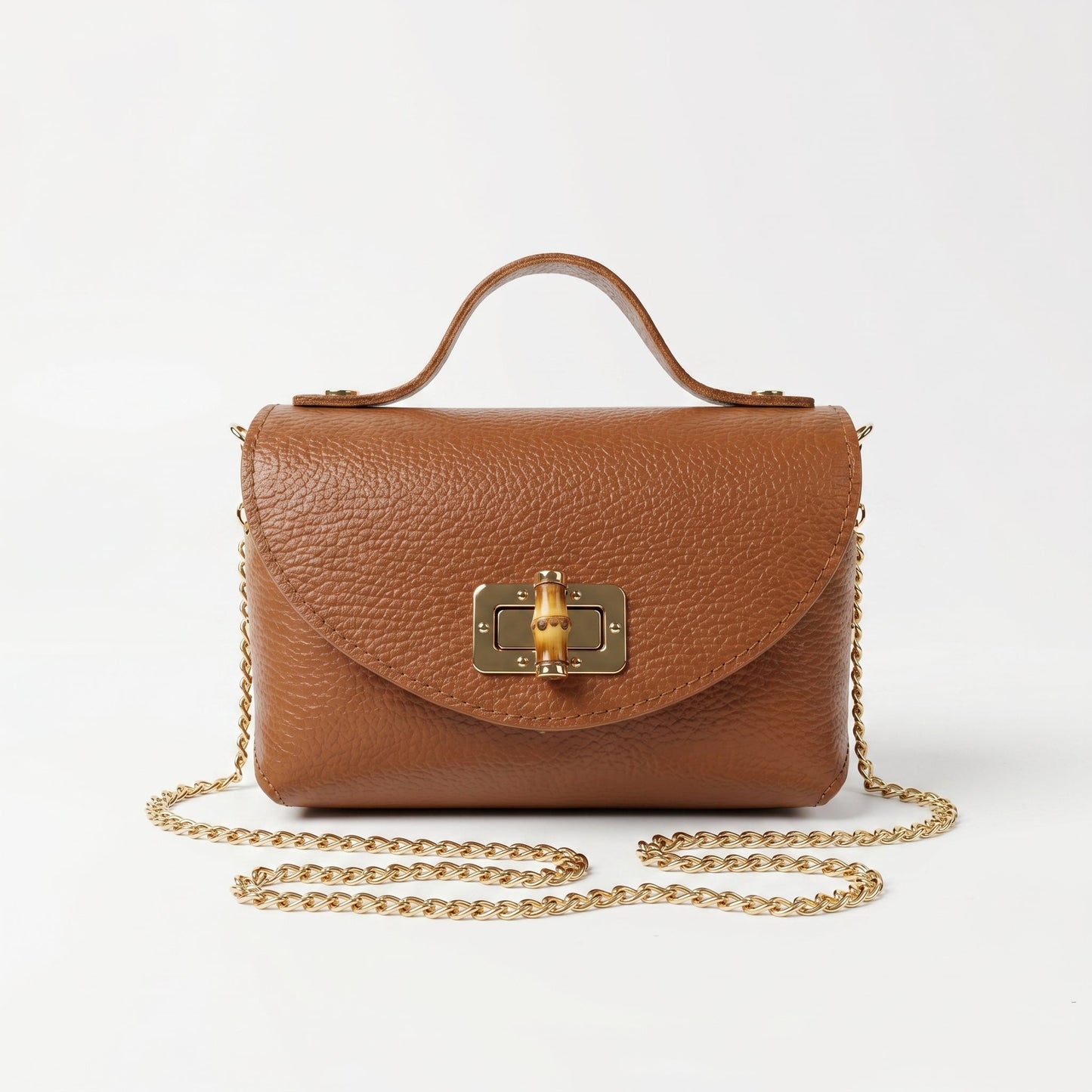 Amina Mini Borsa da Donna in Vera Pelle con Catena Dorata