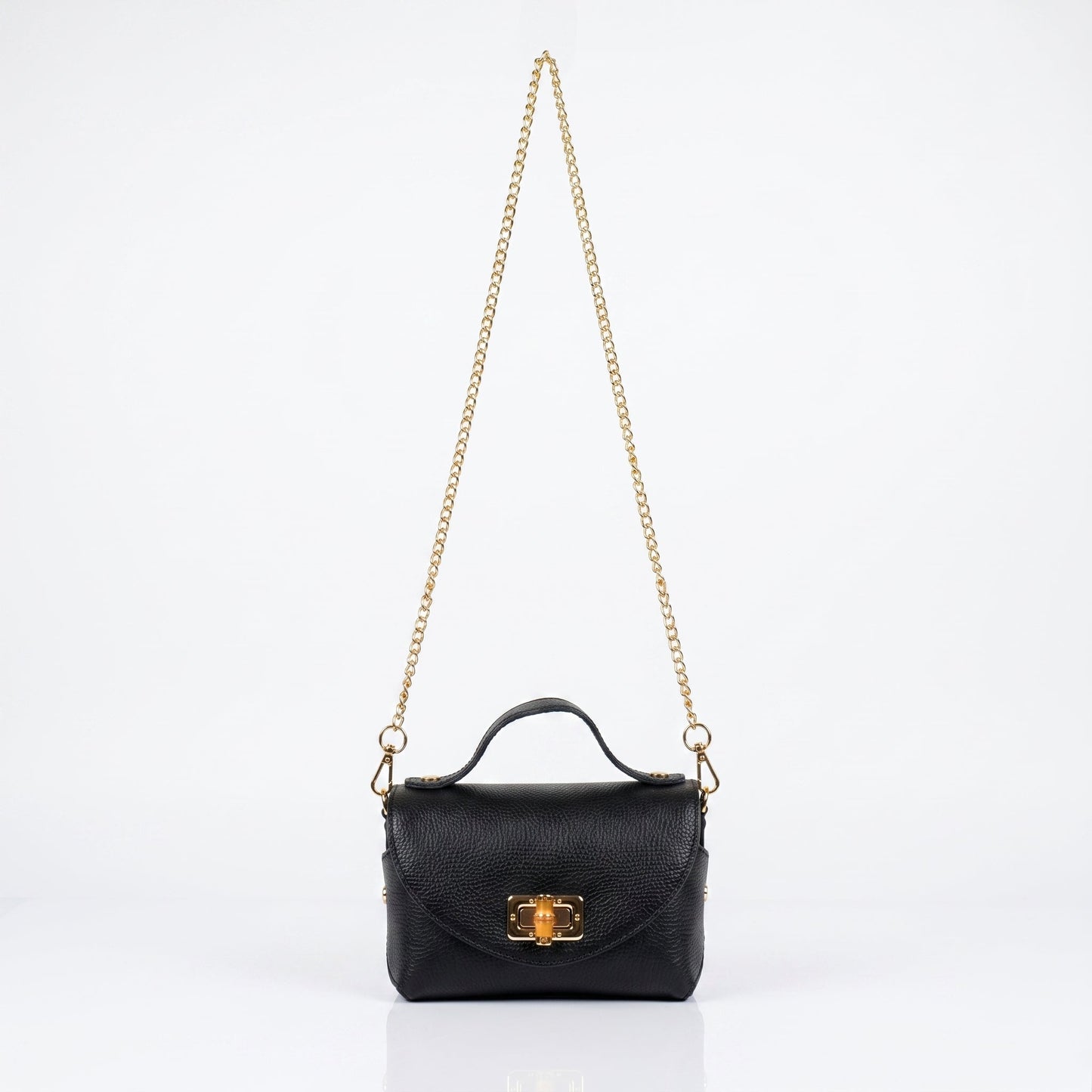 Amina Mini Borsa da Donna in Vera Pelle con Catena Dorata