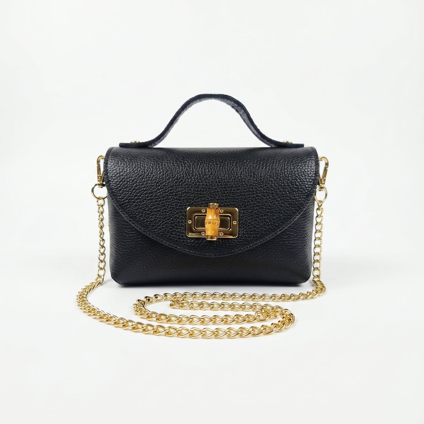 Amina Mini Borsa da Donna in Vera Pelle con Catena Dorata