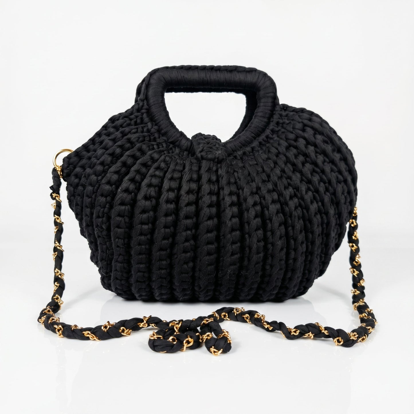 Oliva borsa a Mano da Donna a Bolla in Corda di Cotone Intrecciata con Tracolla a Catena