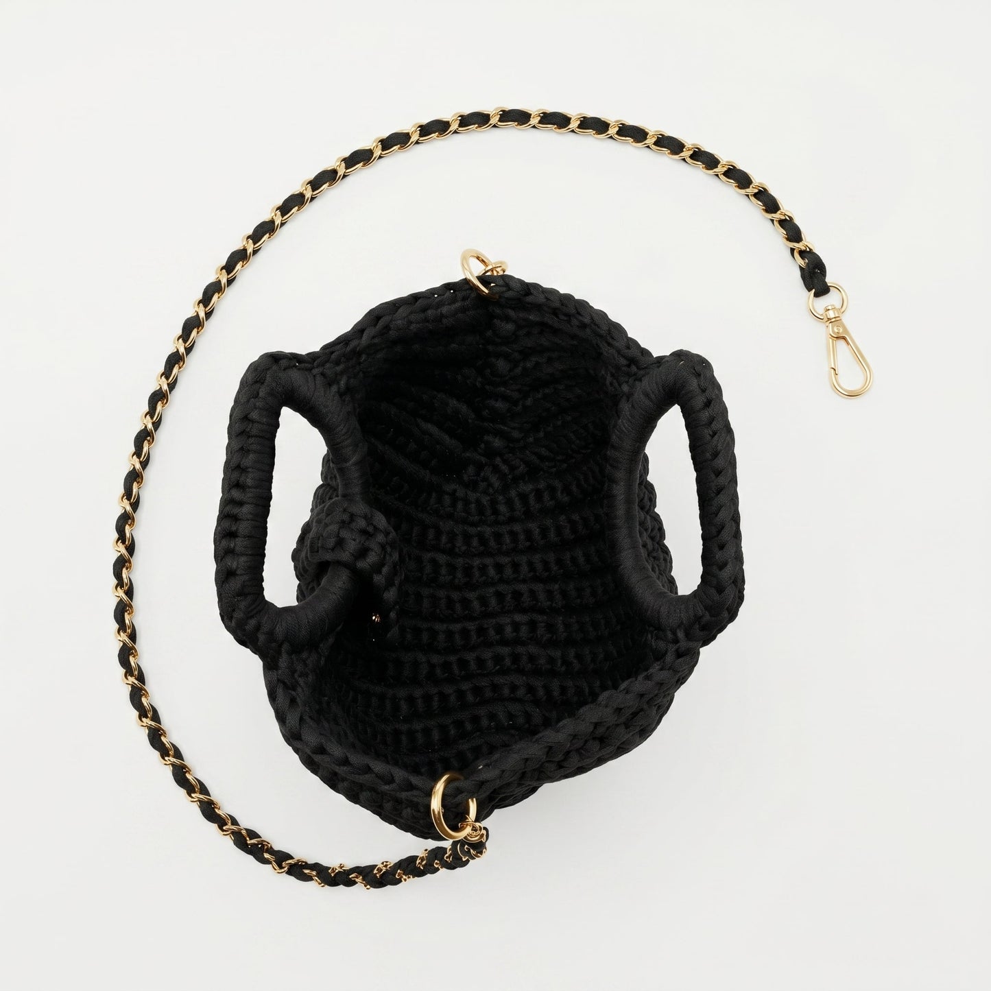 Oliva borsa a Mano da Donna a Bolla in Corda di Cotone Intrecciata con Tracolla a Catena