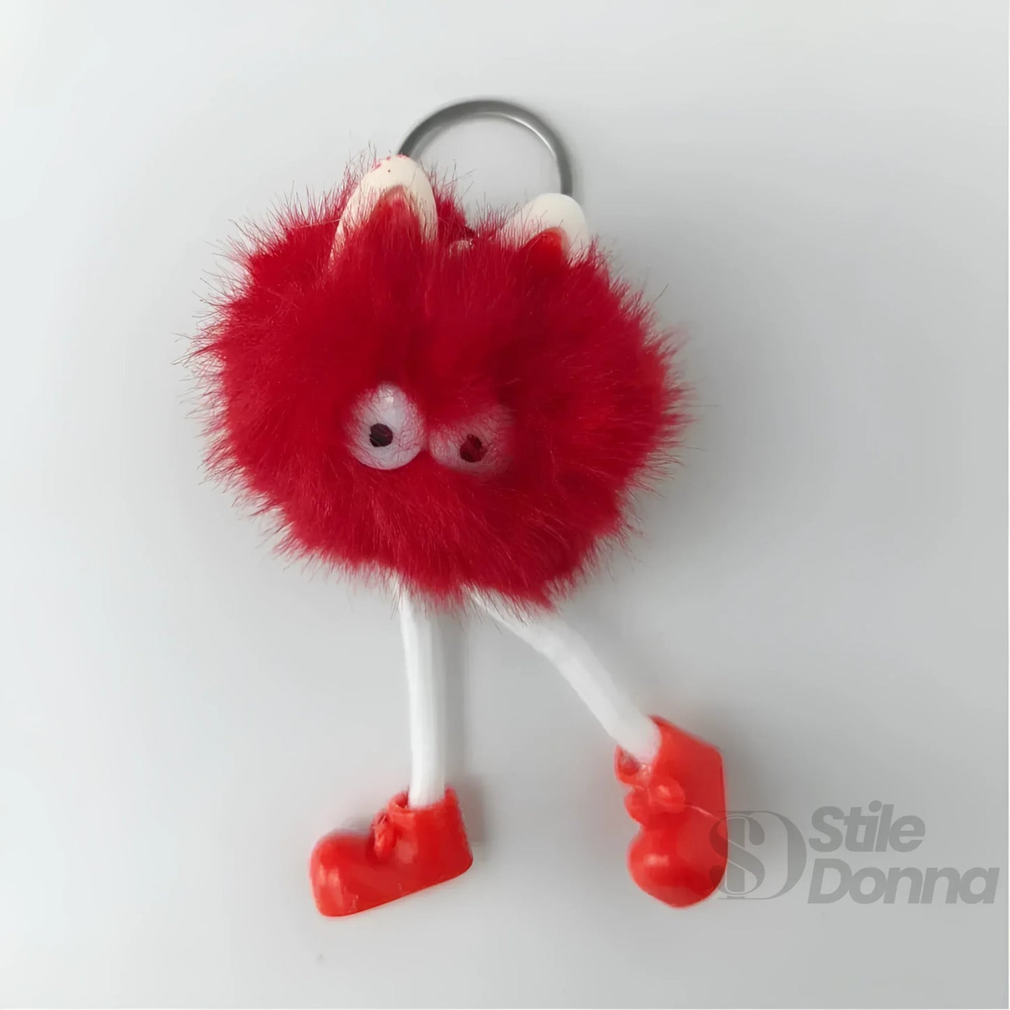 Charm per Borsa Pom Pom con Personaggio in Pelliccia Sintetica