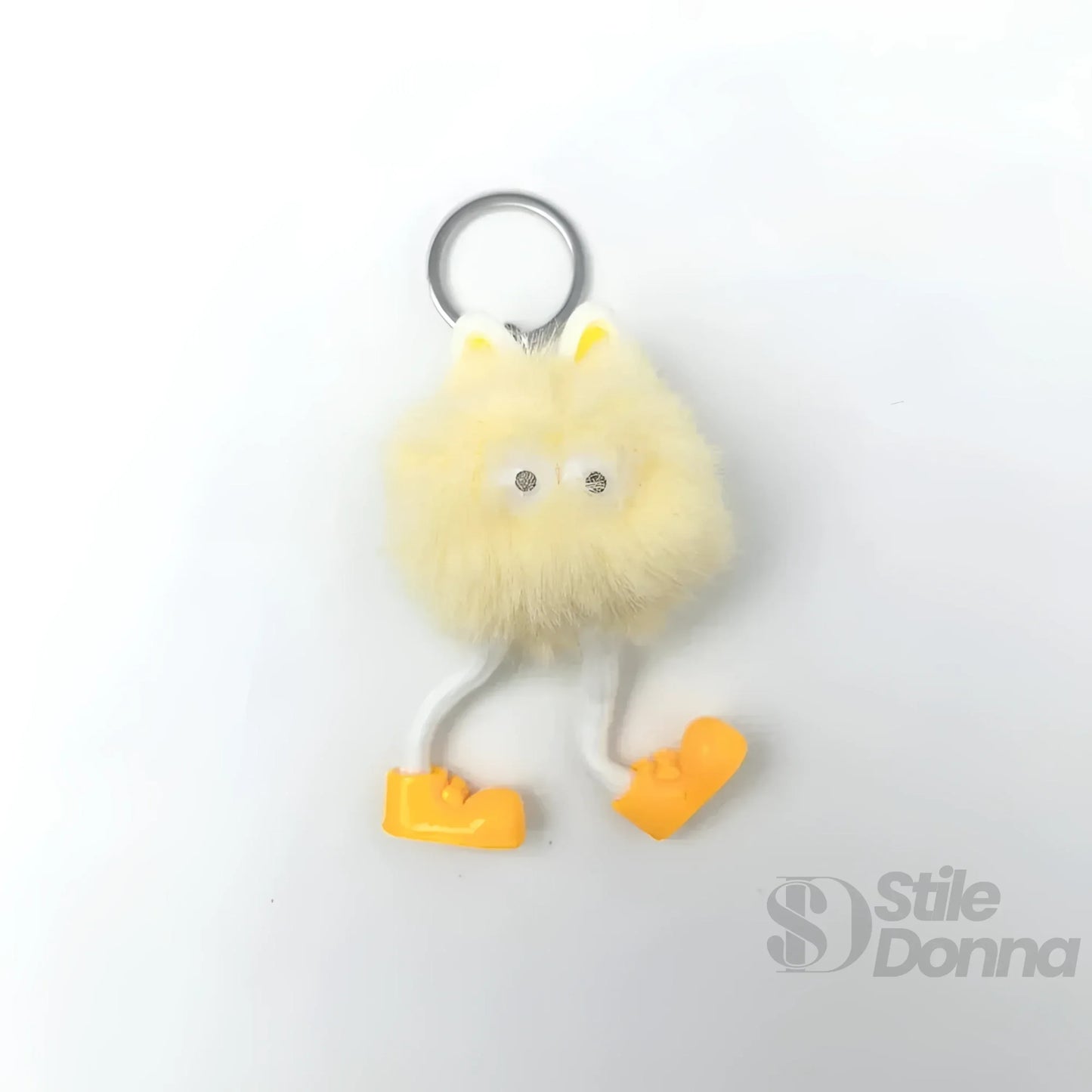 Charm per Borsa Pom Pom con Personaggio in Pelliccia Sintetica