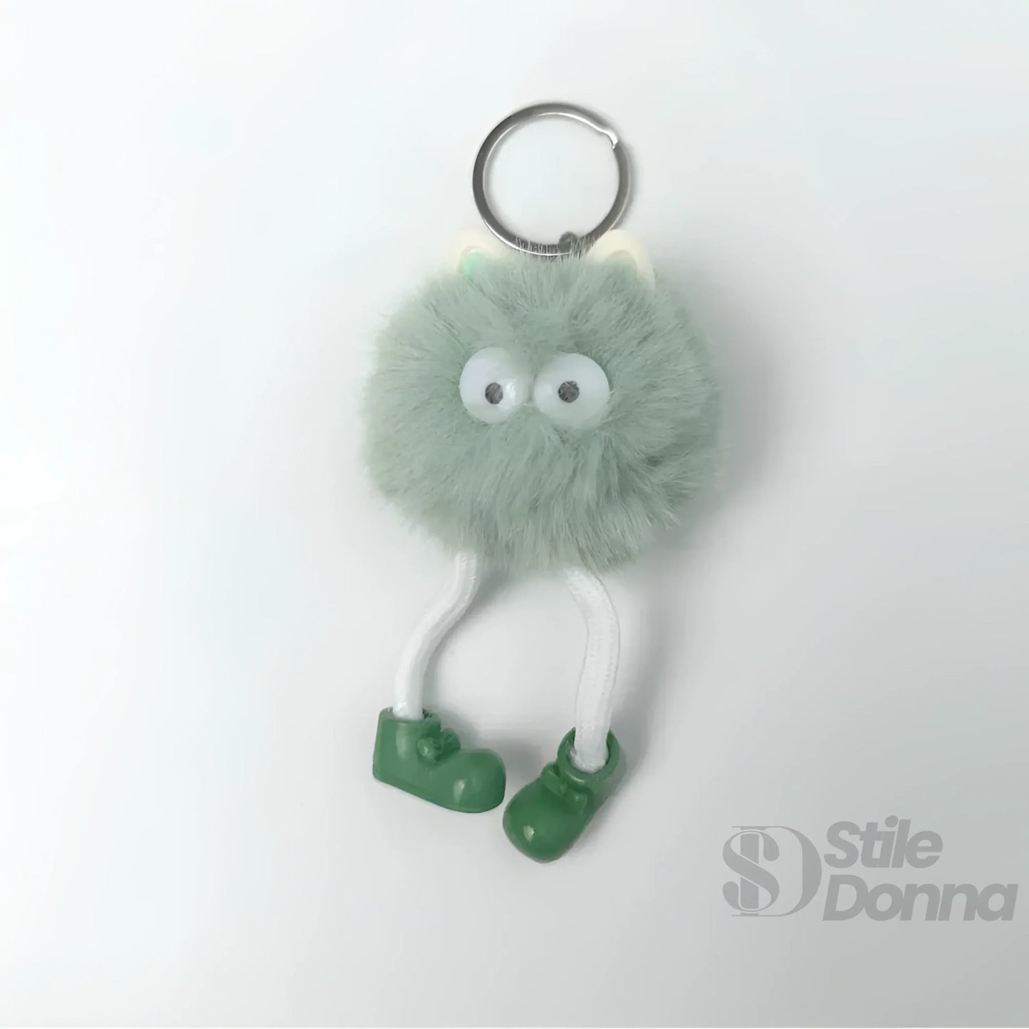 Charm per Borsa Pom Pom con Personaggio in Pelliccia Sintetica