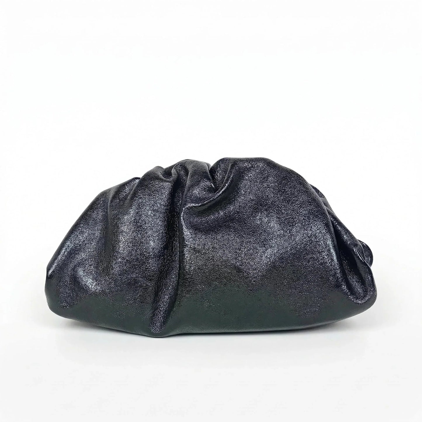 Metallic silver ruched clutch bag with gold chain MS-8799