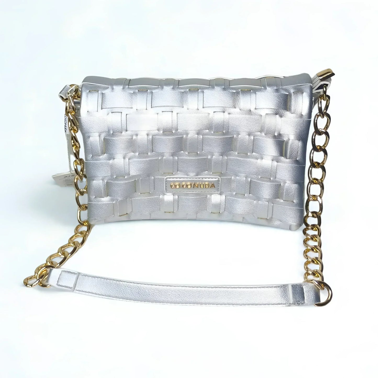 Silver Woven Bag with Chain Strap - MS-2087