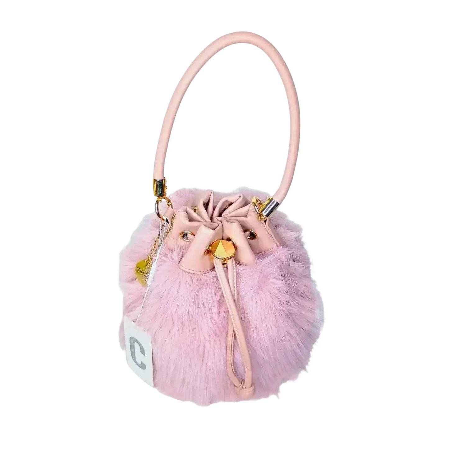 Faux Fur Bucket Bag with Shoulder Strap - MS-8394