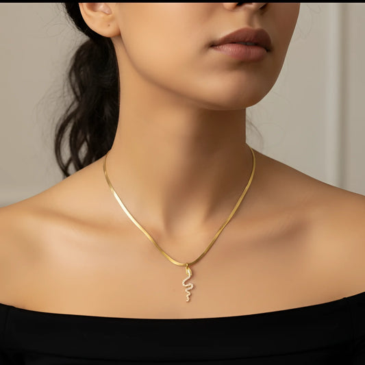Collana Minimalista con Ciondolo Serpente in Cristallo Argento