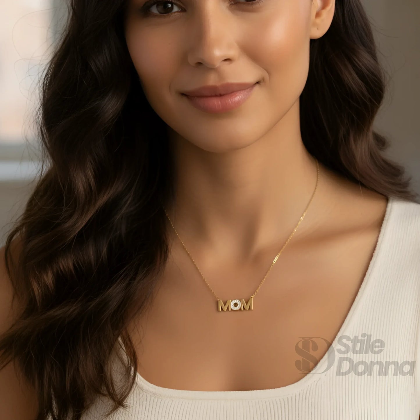 Collana Pendente MOM in Metallo Dorato