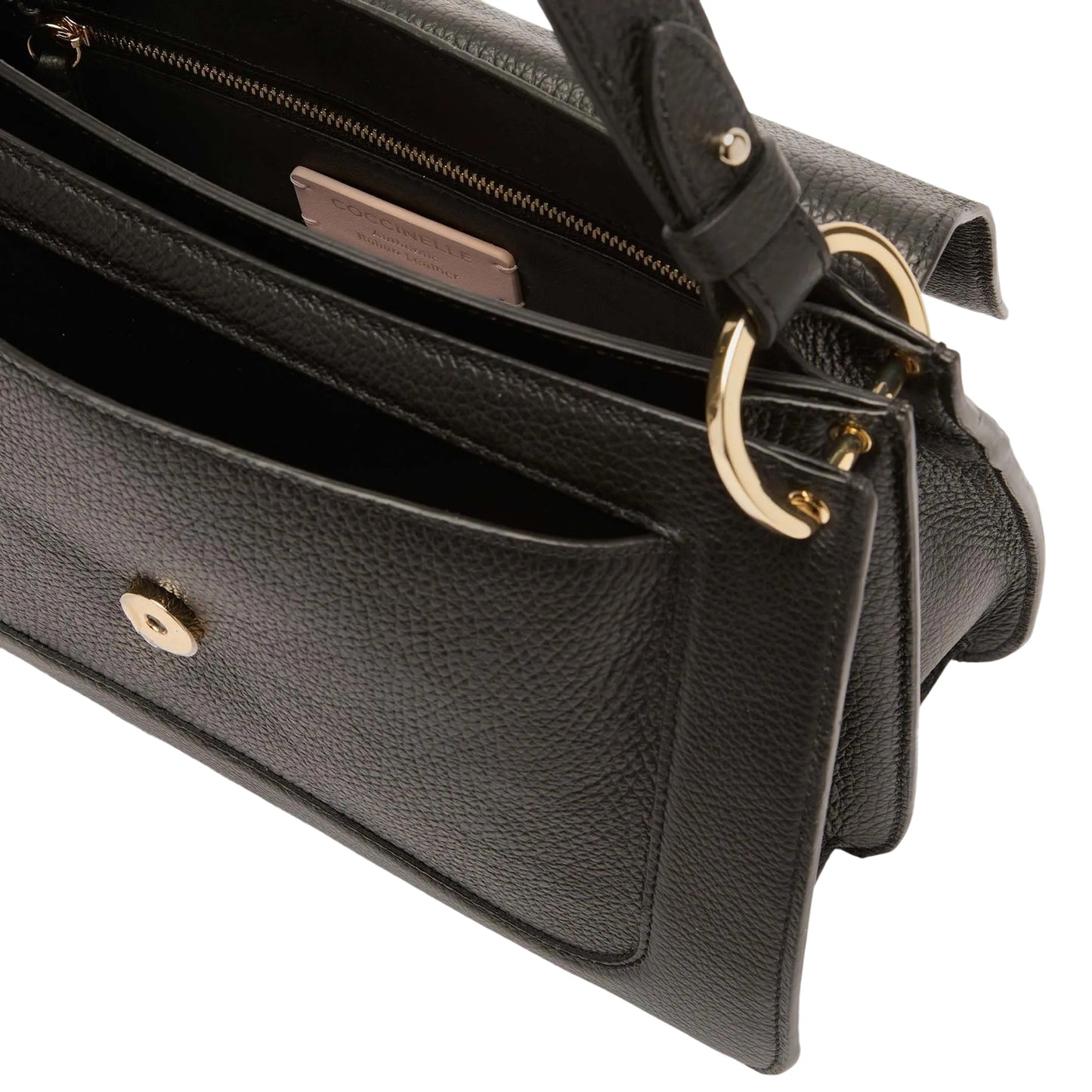 COCCINELLE Borsa Donna a Mano Nera con Tracolla, In Vera Pelle, C-Me Medium