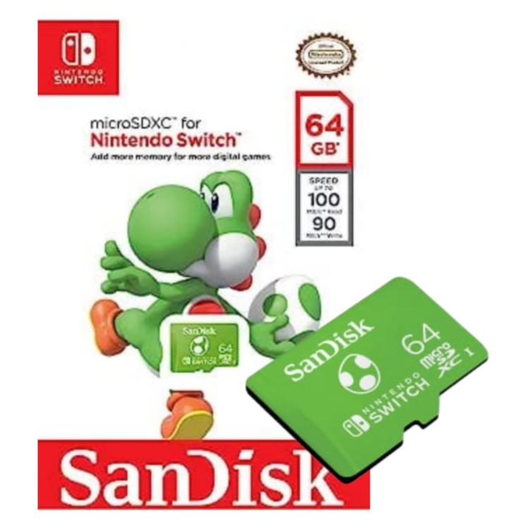 Nintendo Switch Sandisk Microsdxc 64Gb Memoria Micro Sd Scheda Ufficiale Yoshi