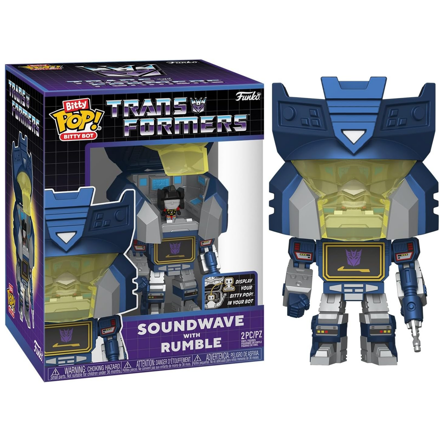 Funko Bitty Pop ! Bitty Bot - Transformers - Soundwave With Rumble