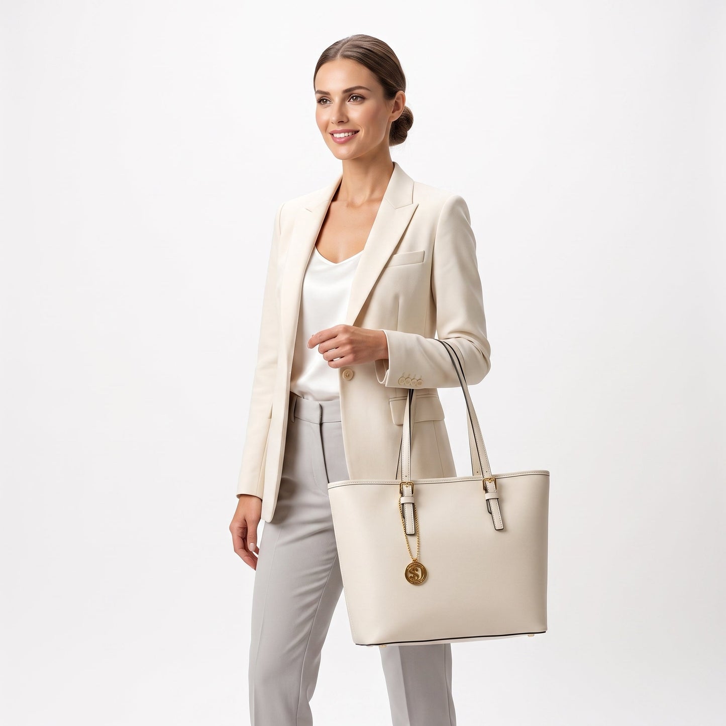 Borsa Serena Shopper in Vera Pelle Saffiano con Doppia Tasca Interna – Stile Donna Bags