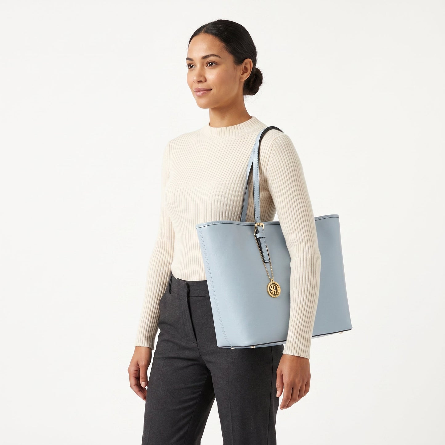 Borsa Serena Shopper in Vera Pelle Saffiano con Doppia Tasca Interna – Stile Donna Bags