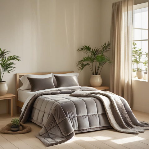 Trapunta Glenda in velluto di cotone trapuntatura a cassettoni Colore Grigio