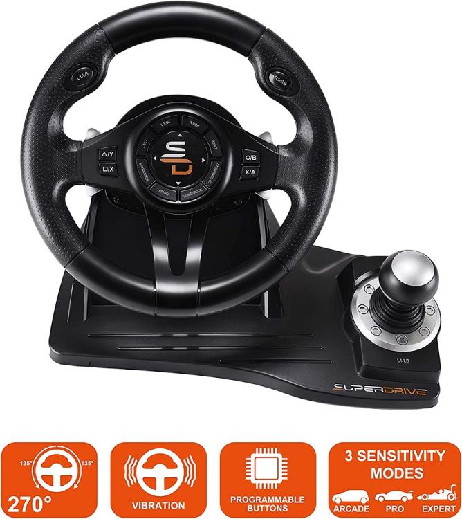 Superdrive Racing Wheel Drive Pro Gs500 Gear Lever Pedals Ps4-Xbox One-Pc-Ps3