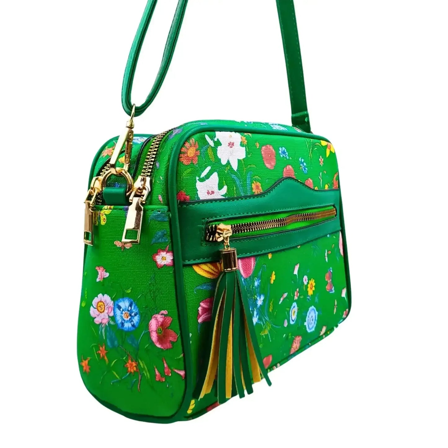 Green Flower Print crossbody bag - MS-1756