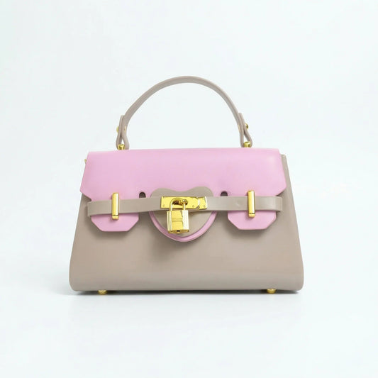 Herisson Firenze Mini Borsa Cachi e Rosa con Lucchetto Dorato