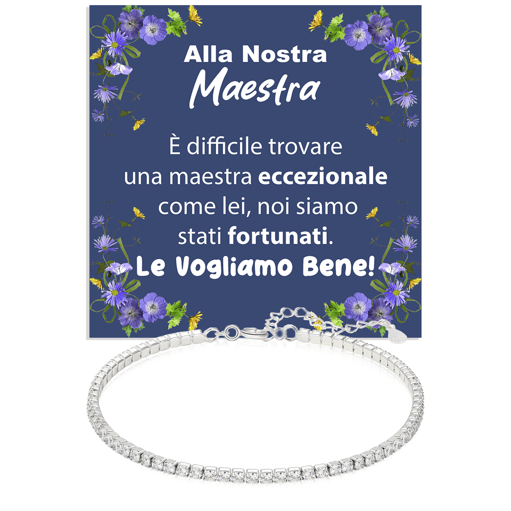 Bracciale Tennis in Argento Sterling 925 Alla nostra Maestra - Le Vogliamo Bene