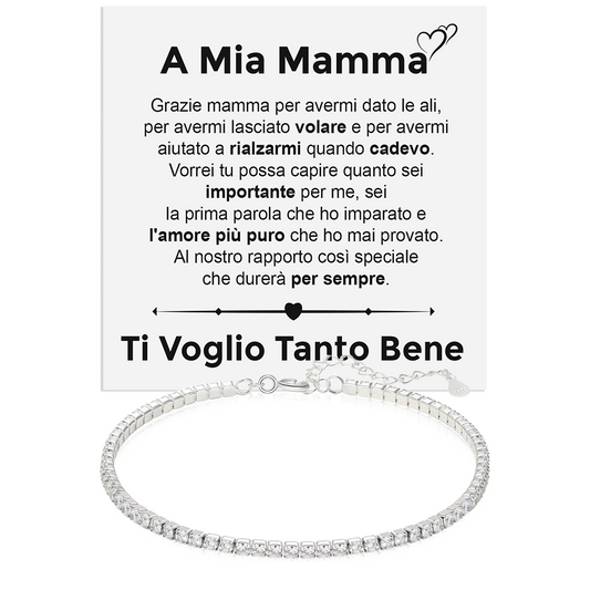 Bracciale Tennis in Argento Sterling 925 A mia Mamma - Ti voglio tanto bene.