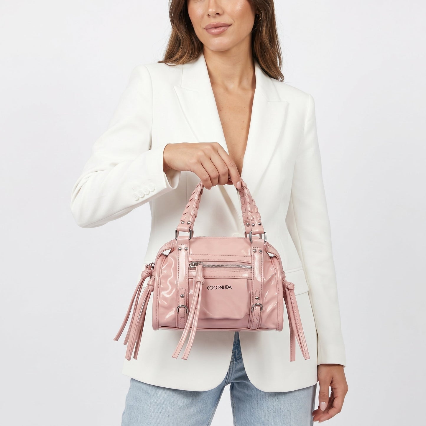 Mini Bauletto con Manici Intrecciati e Frange – Coconuda