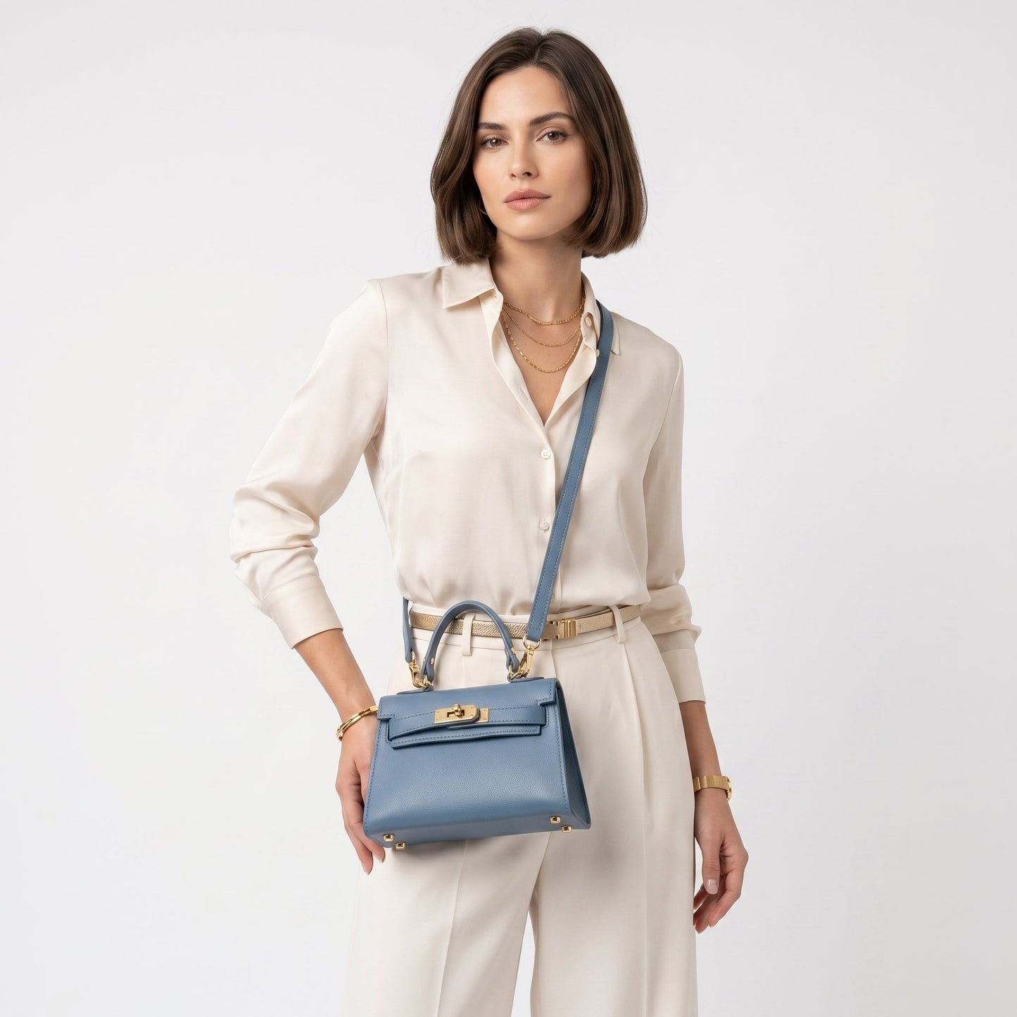 Mini Beky Borsa in Vera Pelle con Tracolla Regolabile e Chiusura Rotante