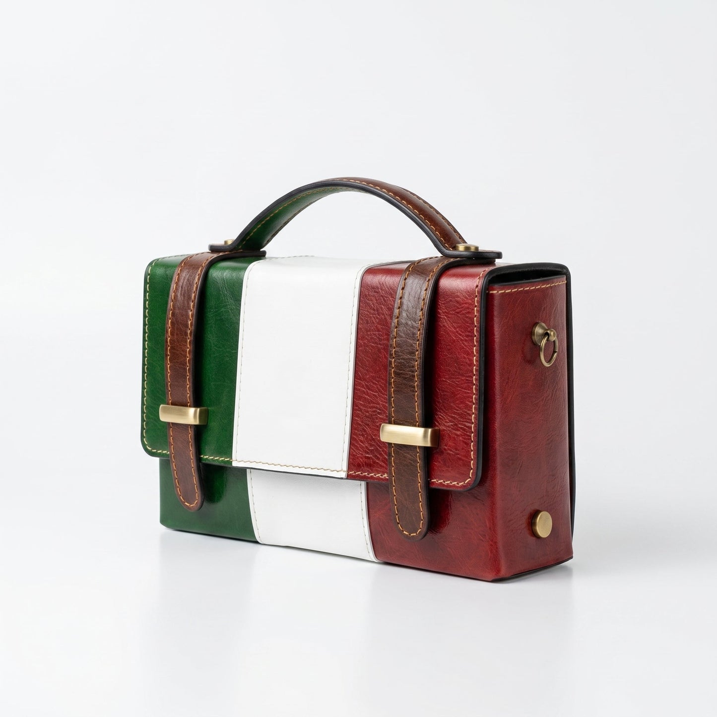 Mini Borsa Brick in Vera Pelle con Chiusura Magnetica Made in Italy