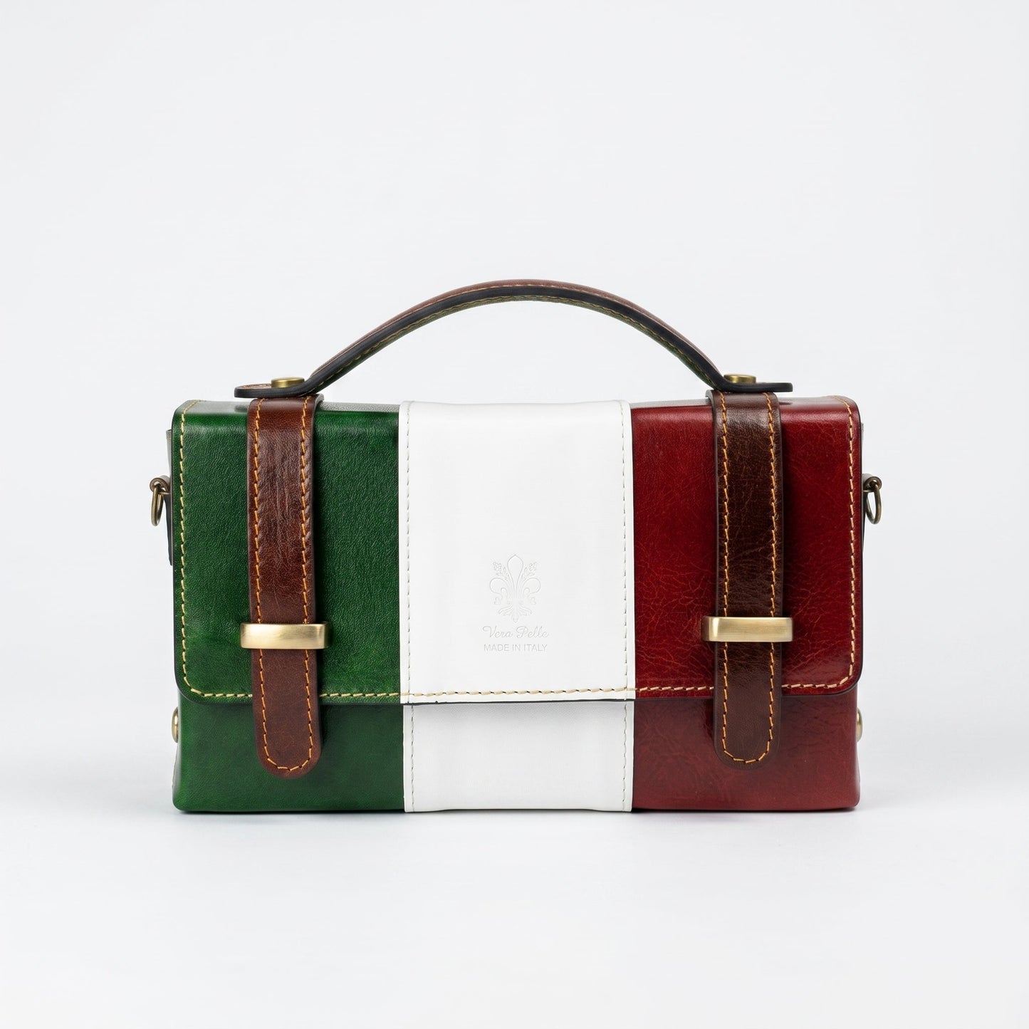Mini Borsa Brick in Vera Pelle con Chiusura Magnetica Made in Italy