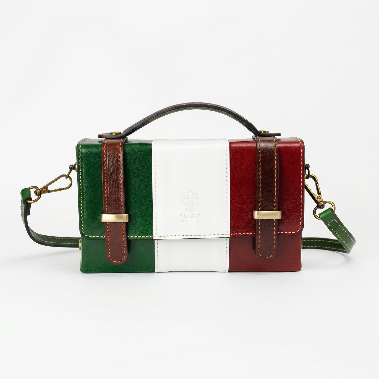 Mini Borsa Brick in Vera Pelle con Chiusura Magnetica Made in Italy