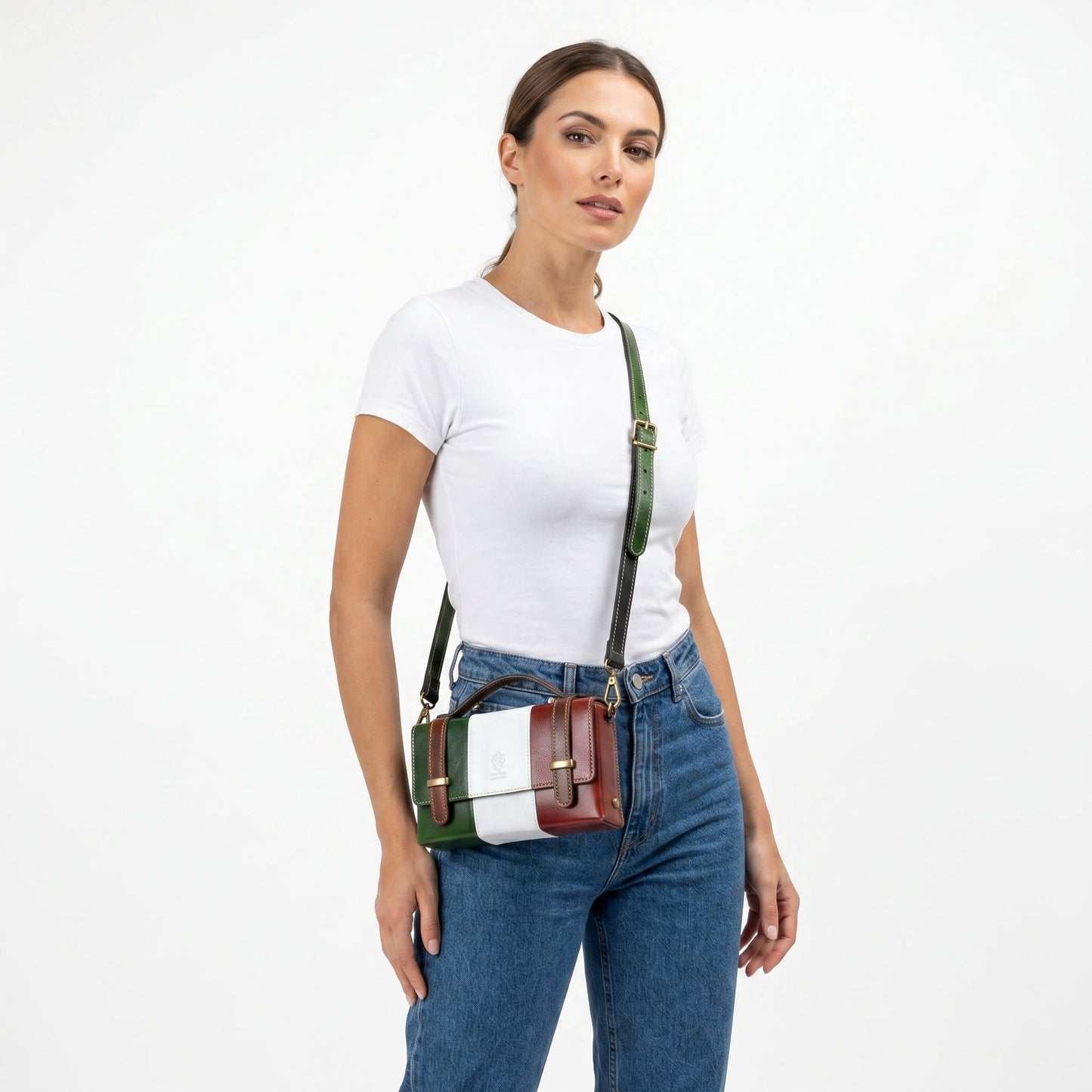 Mini Borsa Brick in Vera Pelle con Chiusura Magnetica Made in Italy
