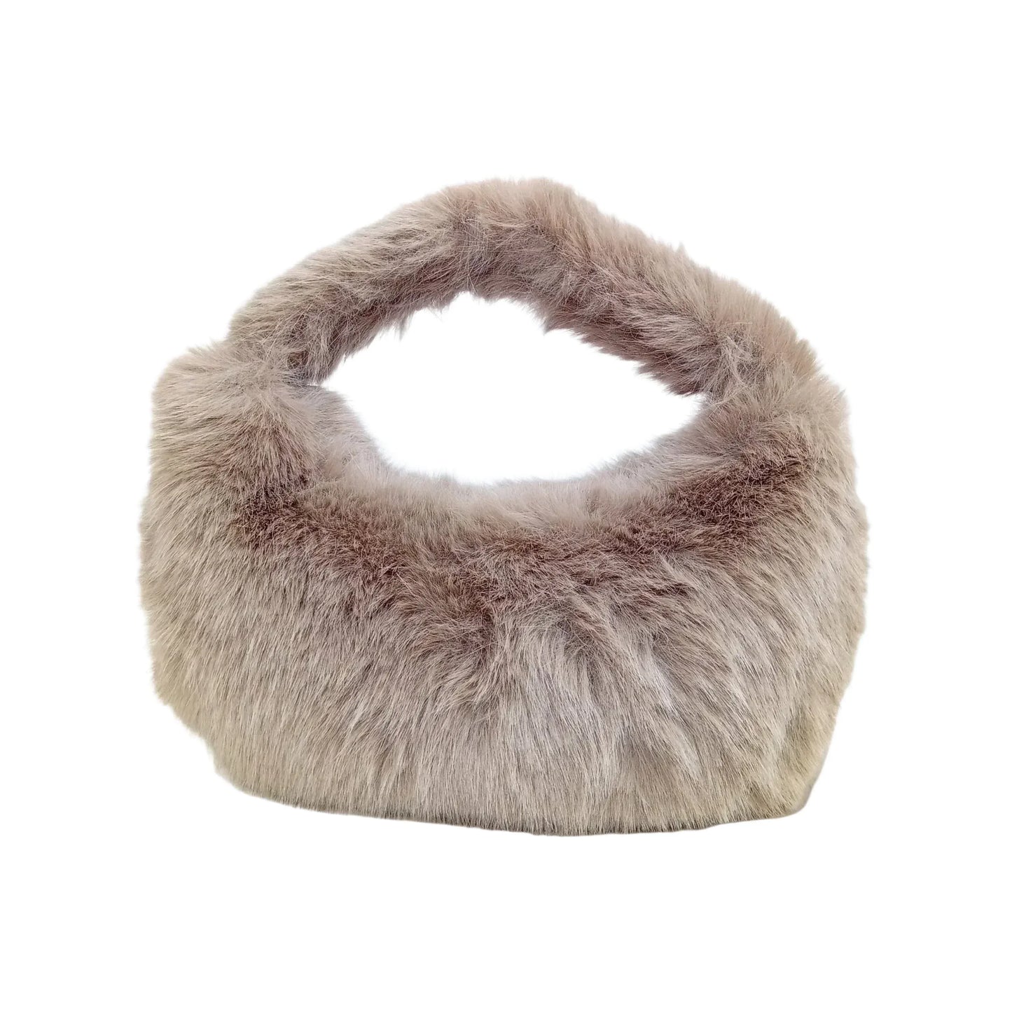 Vanilla faux-fur mini hobo handbag MS-2167