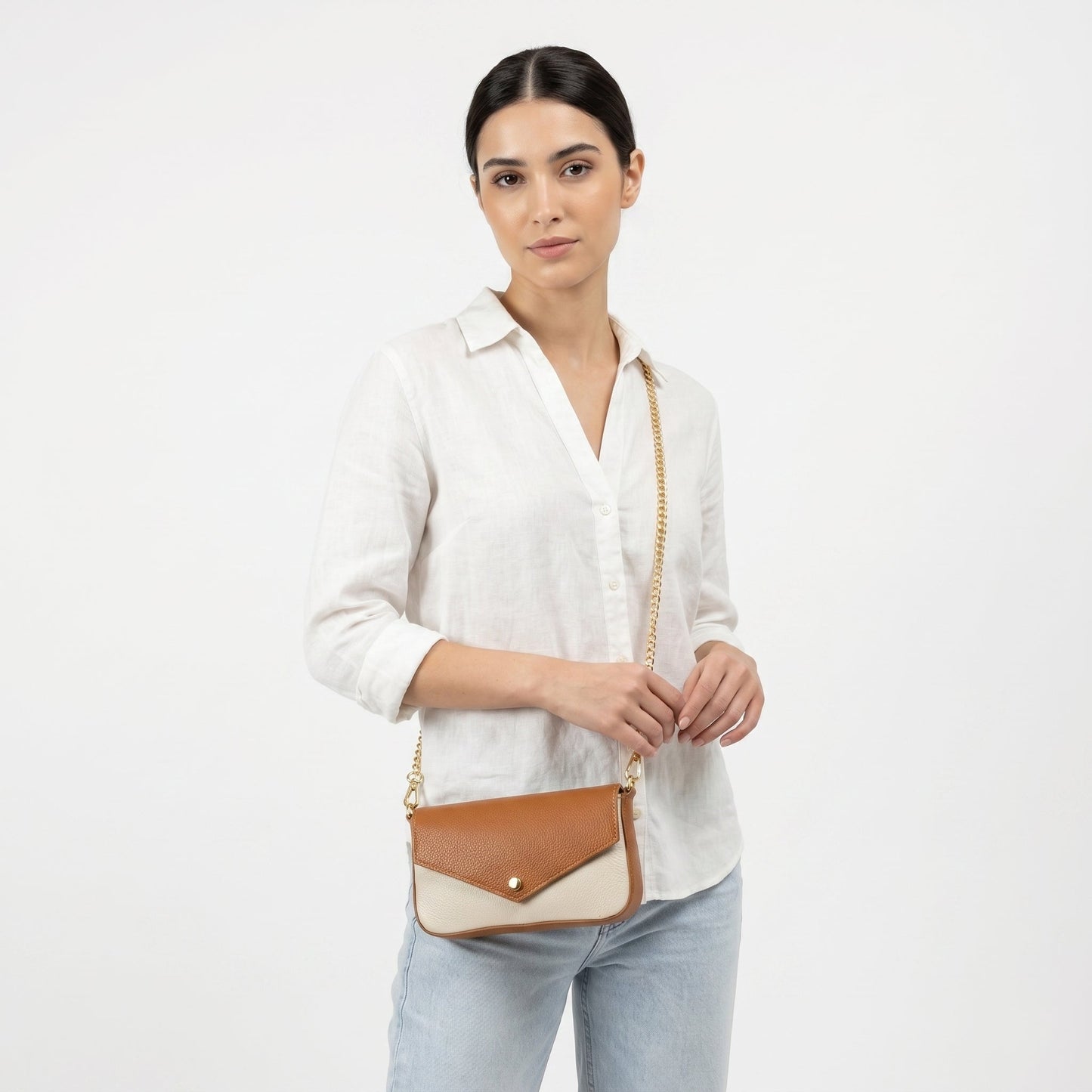 Monica Borsa a Secchiello in Vera Pelle con Tracolla Made in Italy