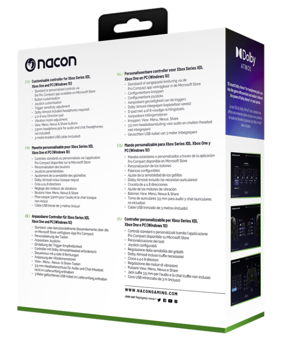 Nacon Pro Compact Controller Xbox Series X Ufficiale Microsoft Xbox Nero One S