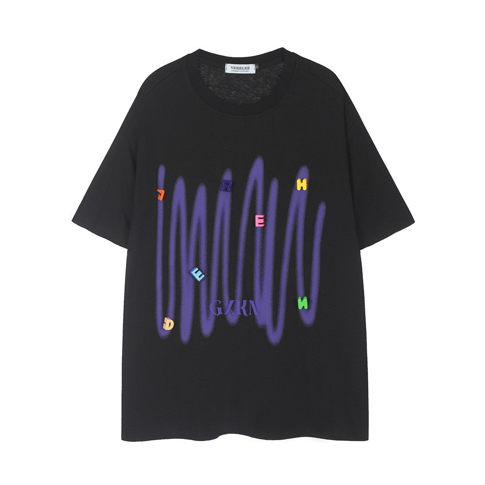 Creative Personalized Graffiti Three-dimensional Decorative Letters T-shirt