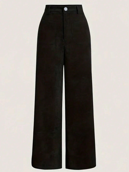 Women's Casual Straight-leg Solid Color Velvet Trousers