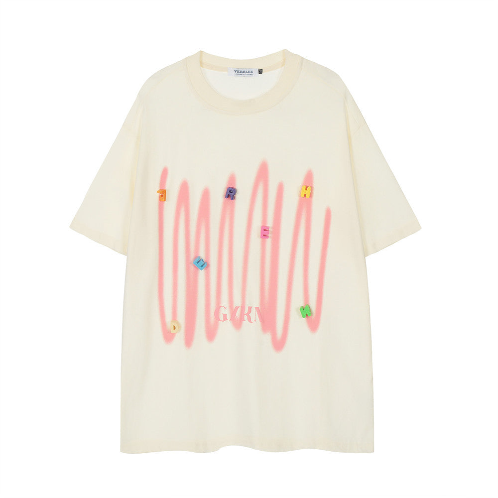Creative Personalized Graffiti Three-dimensional Decorative Letters T-shirt