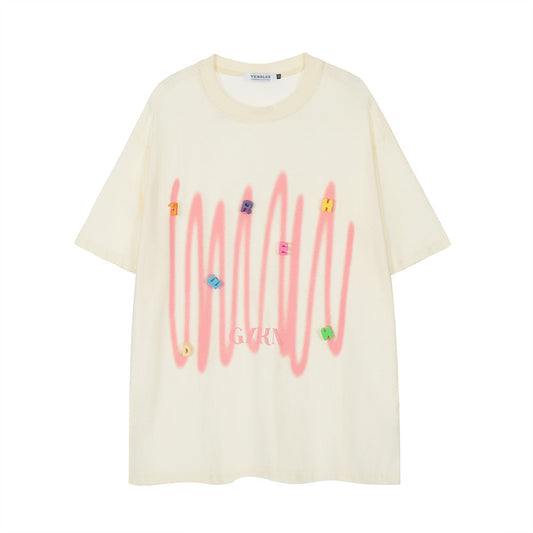 Creative Personalized Graffiti Three-dimensional Decorative Letters T-shirt