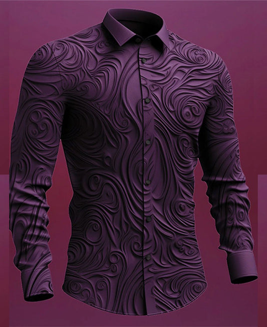 Men's 3D Printed Casual Slim Shirt