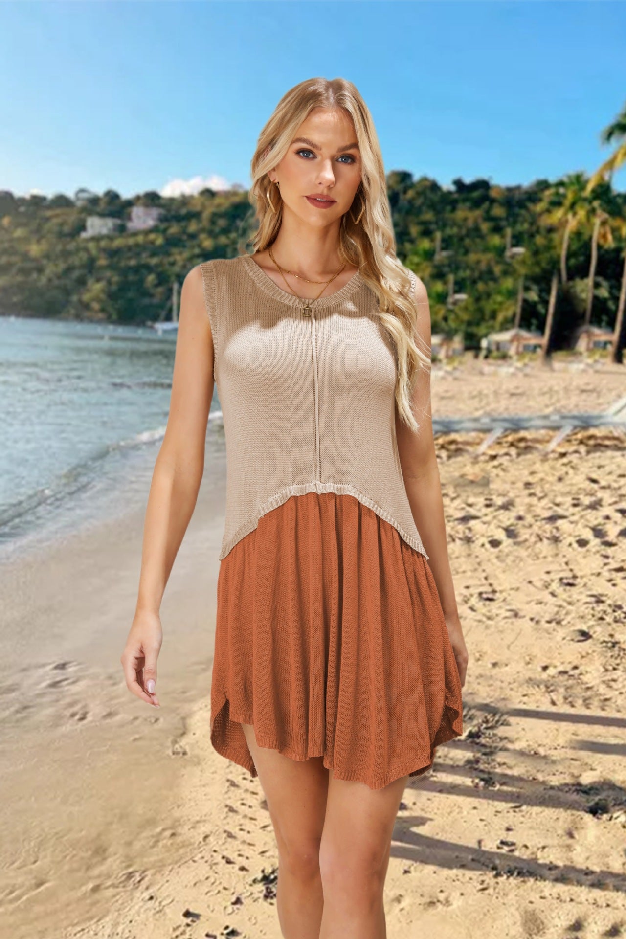 Women's Round Neck Multicolor Loose Dress Fashion