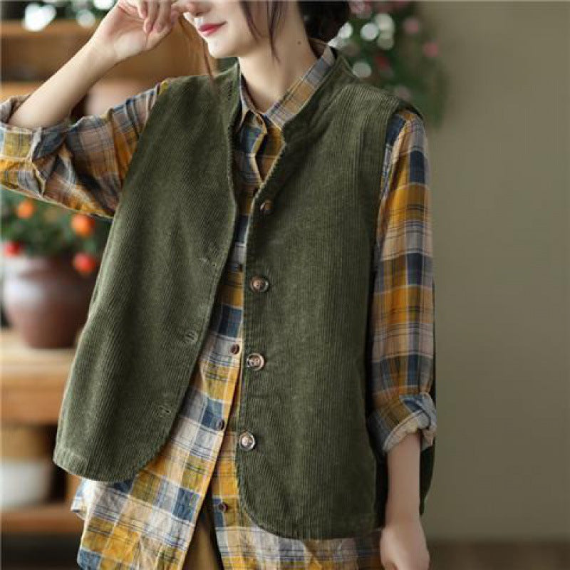 Women's Double-layer Corduroy Vest