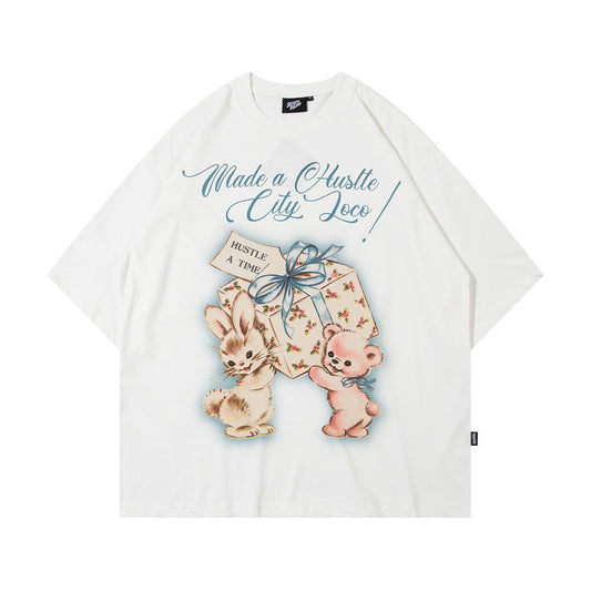 Niche High Street Animal Cartoon Short Sleeve