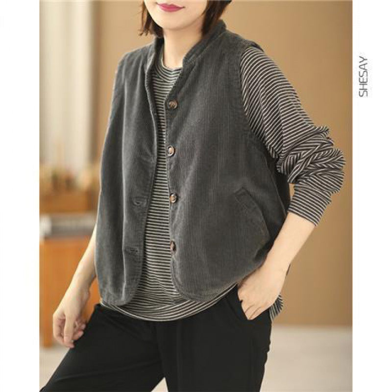 Women's Double-layer Corduroy Vest