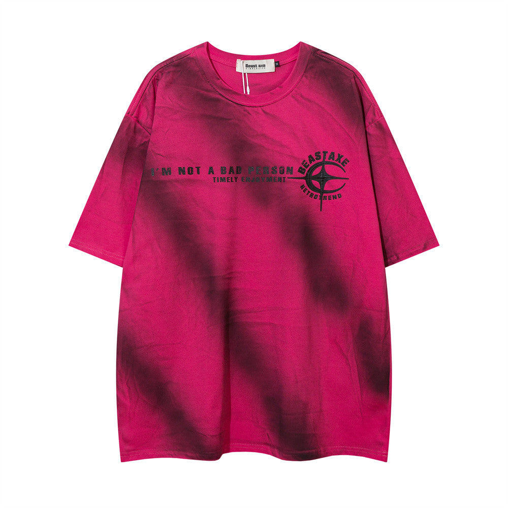 Spray Painting Striped Short Sleeve Casual