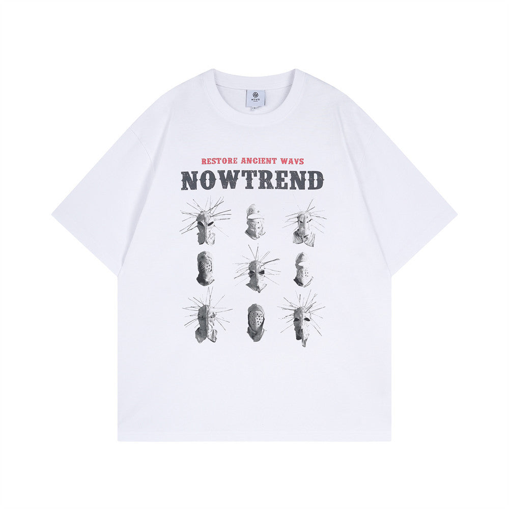 Spoof Masked Printing Short Sleeved T-shirt